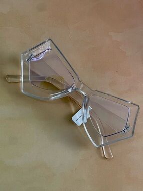 Anthropologie Clear Geometric Butterfly Anti Blue Light Oversized Glasses